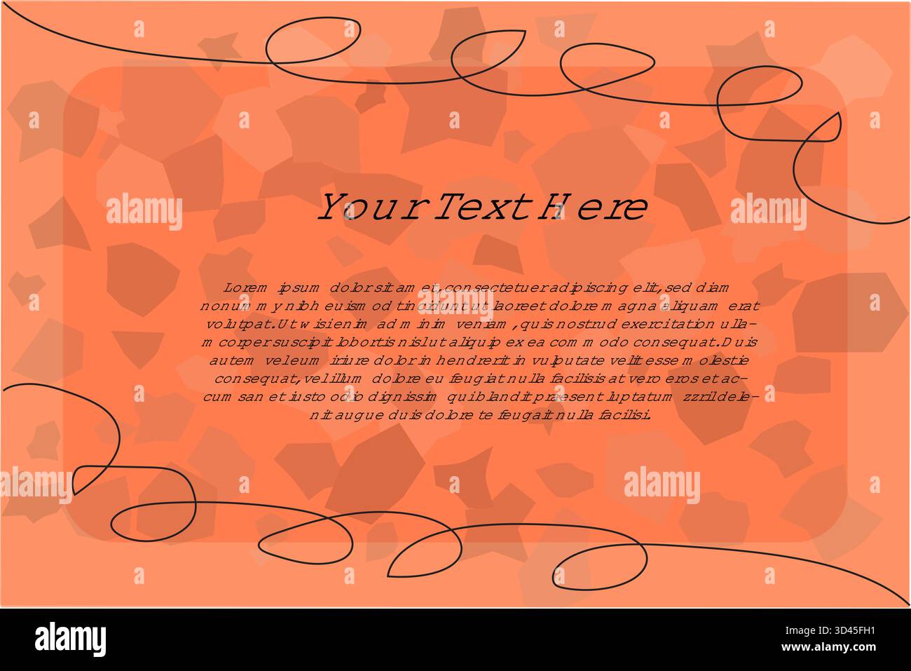 Un vivace design astratto vettoriale arancione con aree di testo personalizzabili e linee vorticose. Perfetto per l'uso in modelli modificabili, social network Illustrazione Vettoriale