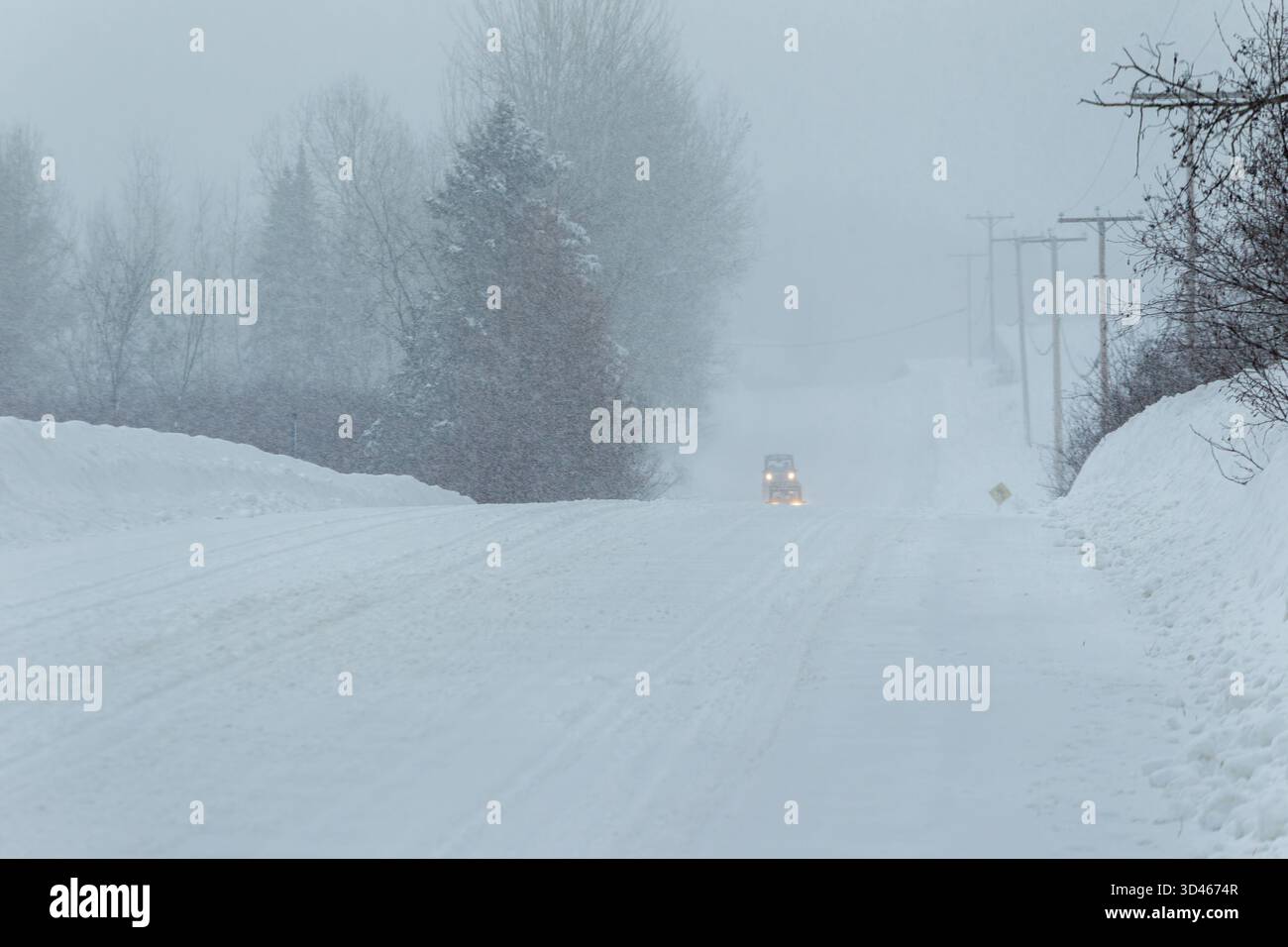 Forti nevicate invernali, Quebec, Canada Foto Stock