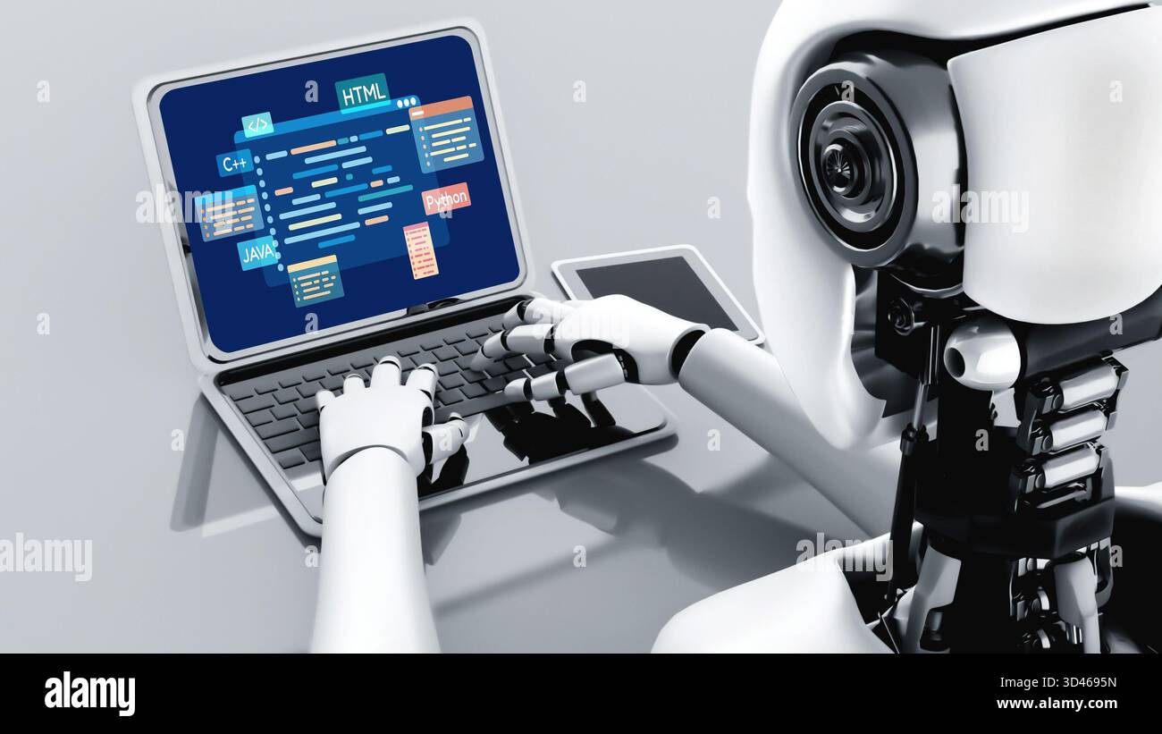 Lo sviluppo di software o la programmazione funzionano con lo schermo di codifica di vari linguaggi di programmazione come HTML, , e C brisk per le nuove applicazioni Foto Stock