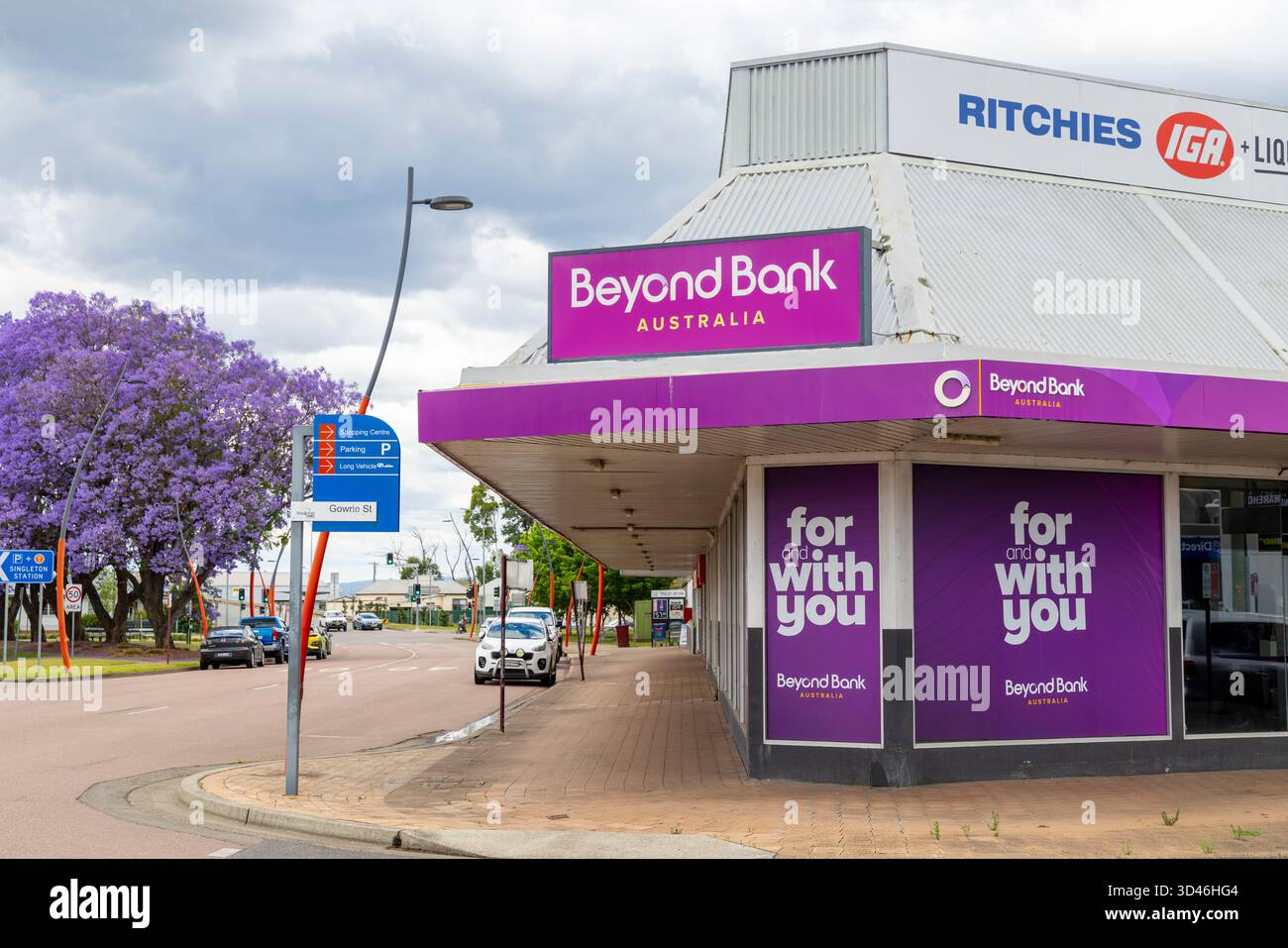 Beyond Bank Australia, una banca di servizi finanziari di proprietà di un cliente che opera in diversi stati, nella foto filiale a Singleton , NSW, Australia Foto Stock