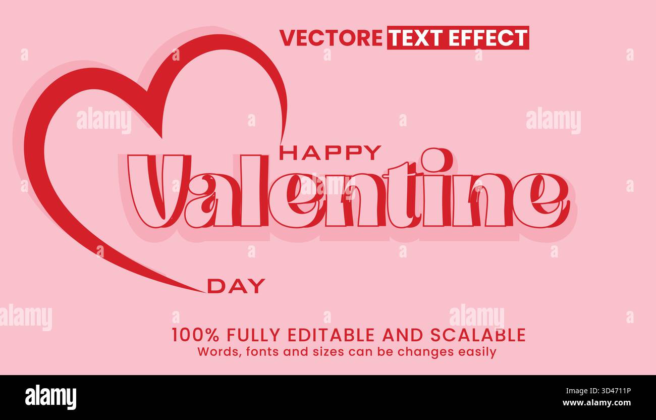 Buon San Valentino 3D Editable Text Effect eps 10 Illustrazione Vettoriale