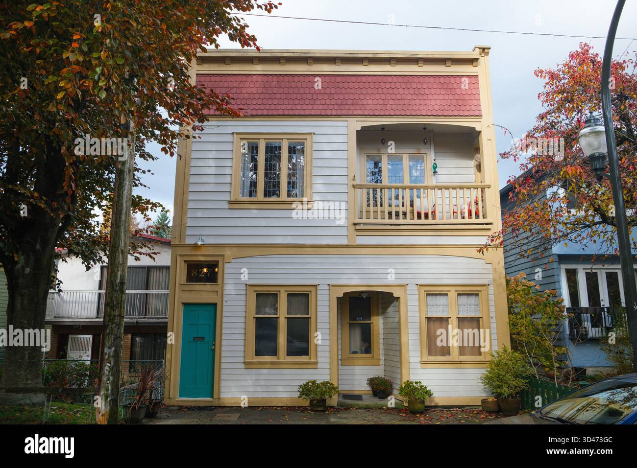 Un piccolo appartamento storico a Strathcona, Vancouver, British Columbia. Foto Stock