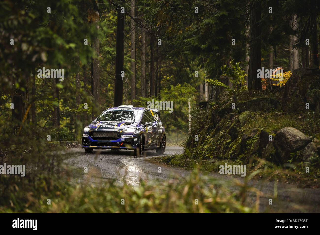36 Ghjuvanni ROSSI, Kylian SARMEZAN, Ford Fiesta Rally3, azione durante il Rally Giappone 2025, 13° round del WRC World Rally Car Championship 2025, dal 6 al 9 novembre 2025 a Toyota, Aichi, Giappone Foto Stock