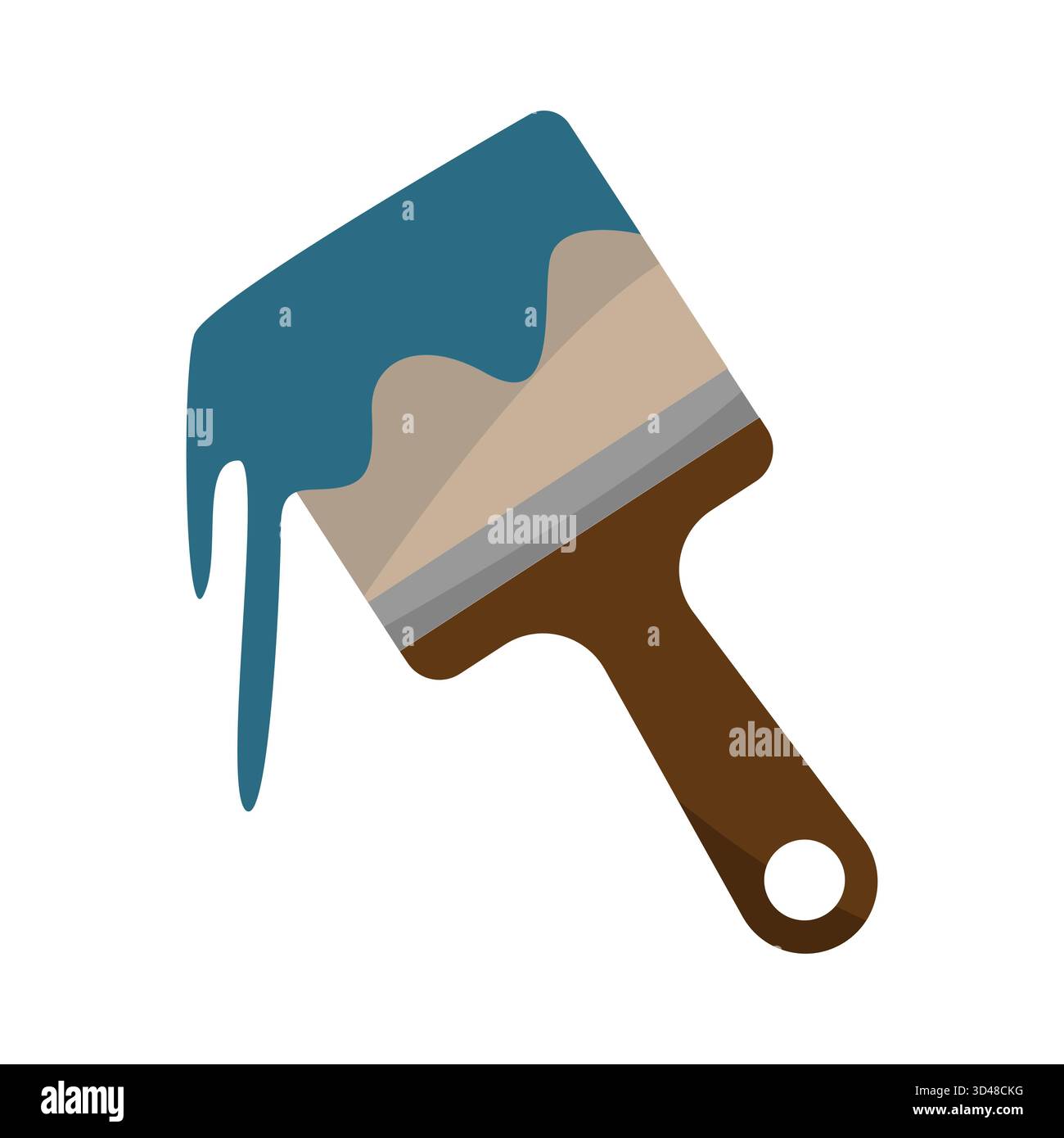 Strumento pennello. Gocciolamento di vernice blu. Attrezzature artistiche. Illustrazione della creazione del vettore. Illustrazione Vettoriale