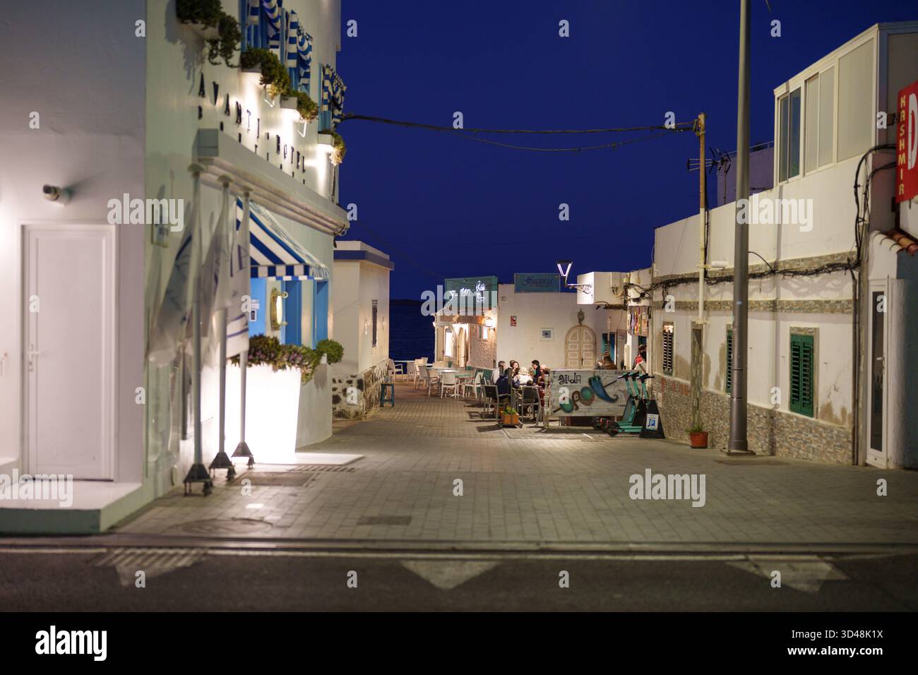 Città di Fuerteventura di notte. Foto Stock