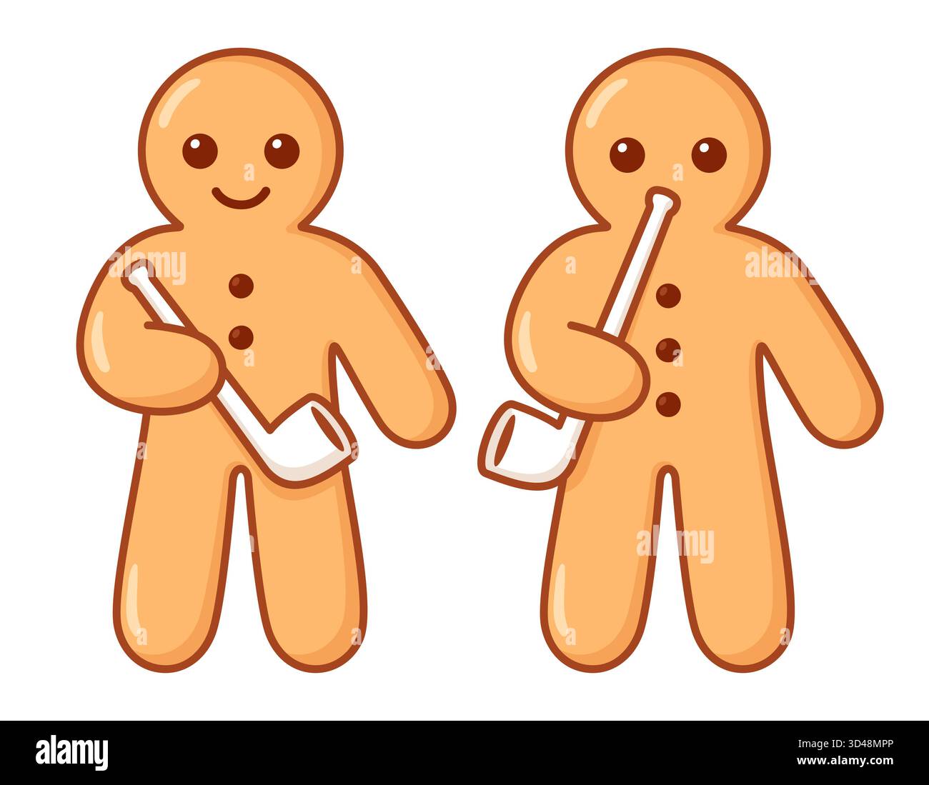 Stutenkerl o Weckmann, pasticceria dolce con pipa. St Nicholas o St Martins Day in Germania. Disegno di cartoni animati, divertente illustrazione vettoriale. Illustrazione Vettoriale