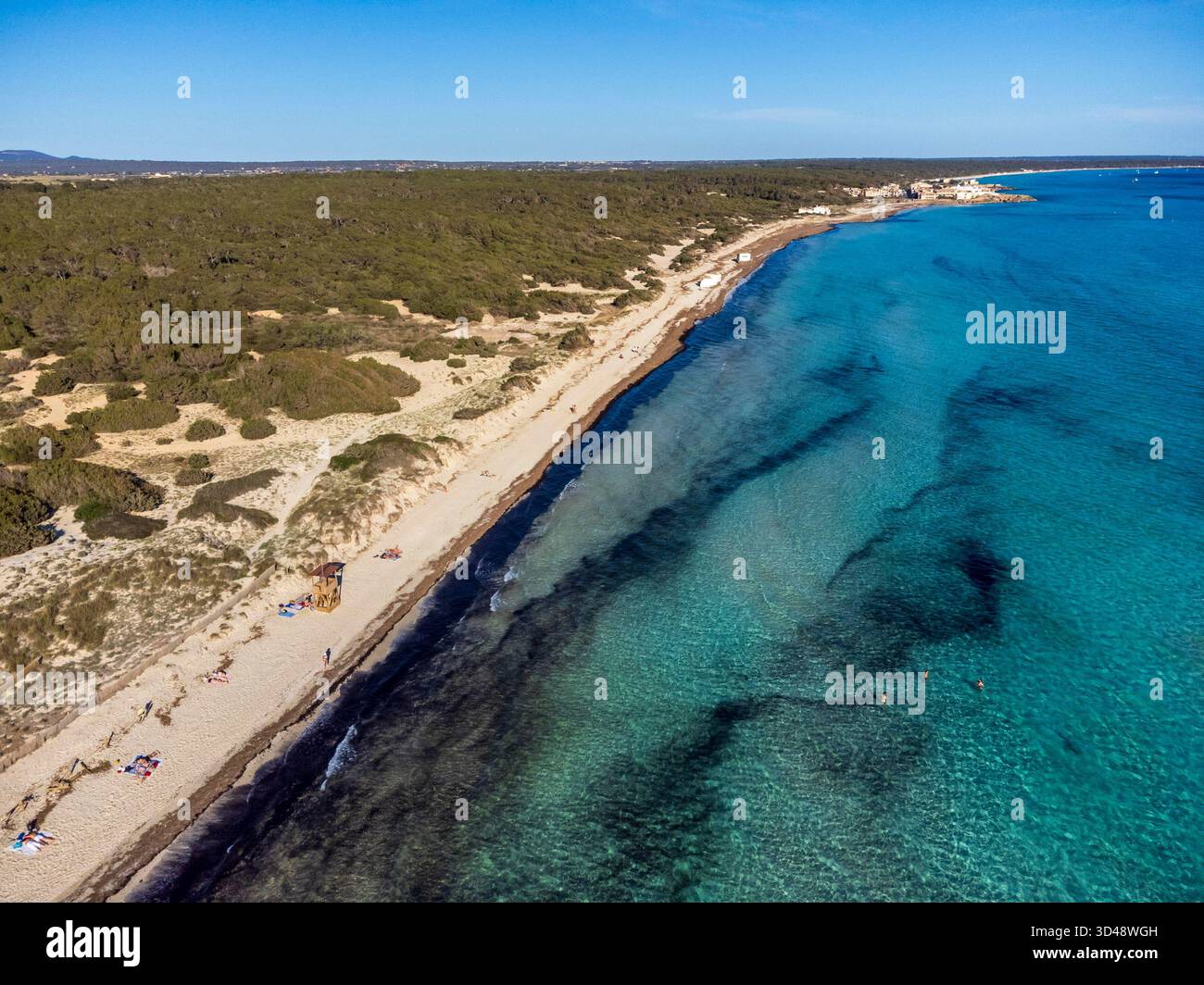 Sa Rapita - Spiaggia di Ses Covetes , Campos, Maiorca, Isole Baleari, Spagna Foto Stock