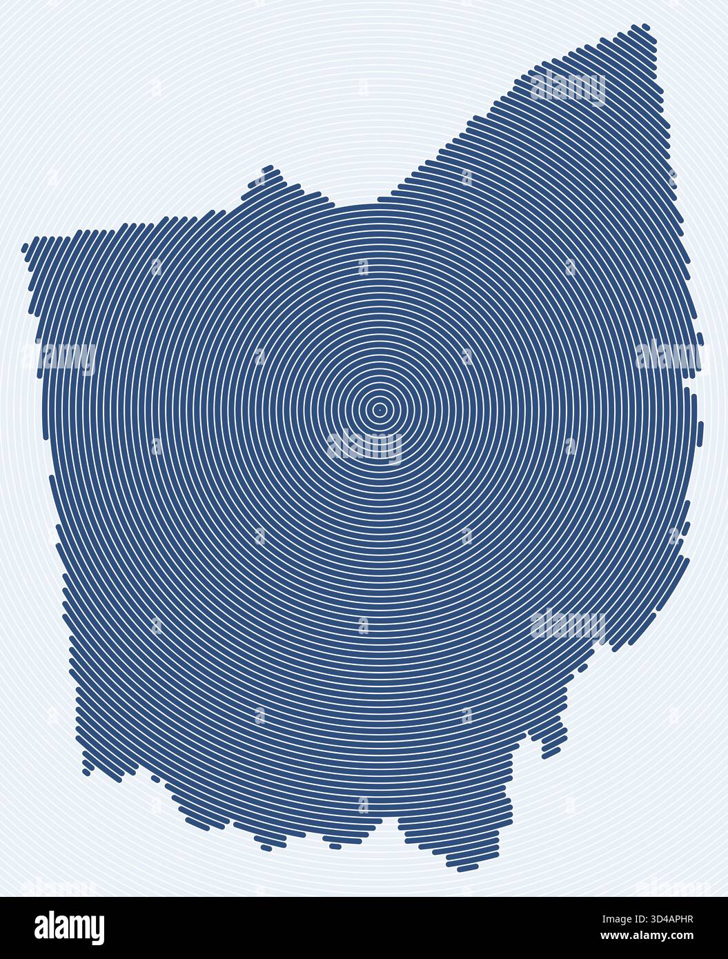 Anelli a forma di Ohio. Mappa di stato formata da cerchi impilati. Design della forma del confine dell'Ohio. Bella illustrazione vettoriale. Illustrazione Vettoriale