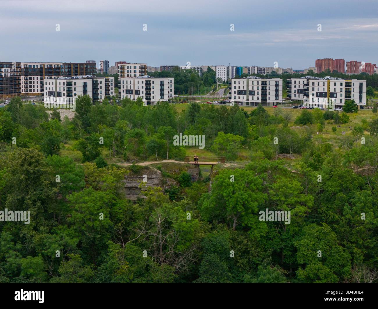 Vista aerea di un quartiere di Tallinn, Estonia Foto Stock