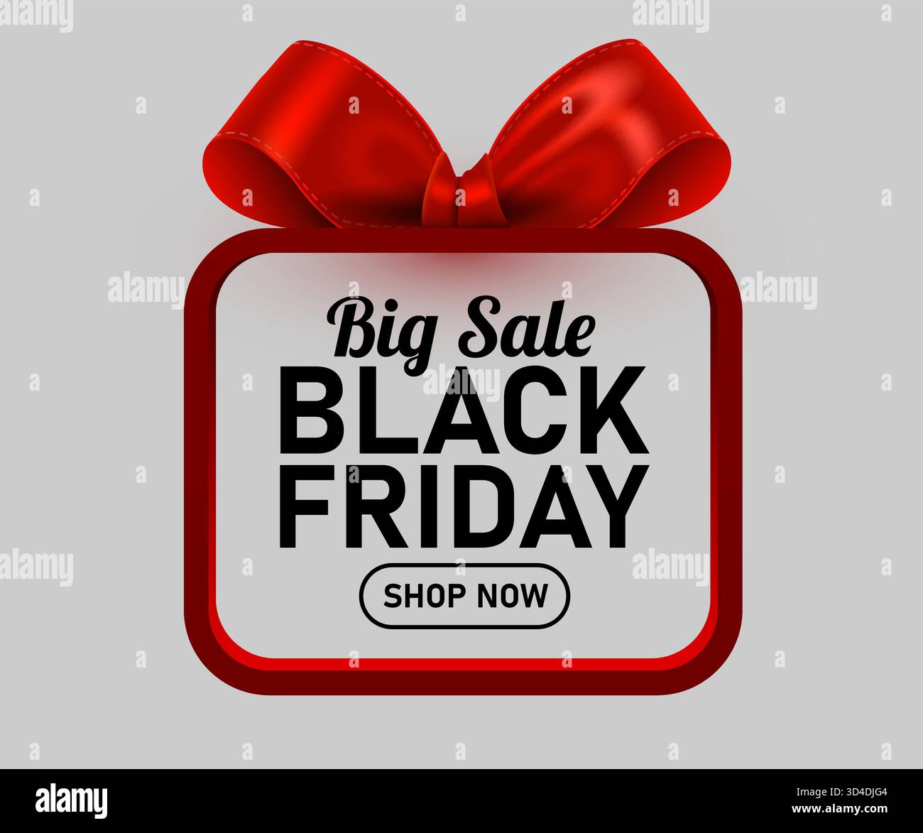 Banner Black Friday Big sale in una cornice moderna con un fiocco rosso realistico, perfetto per lo shopping natalizio. Illustrazione vettoriale Illustrazione Vettoriale