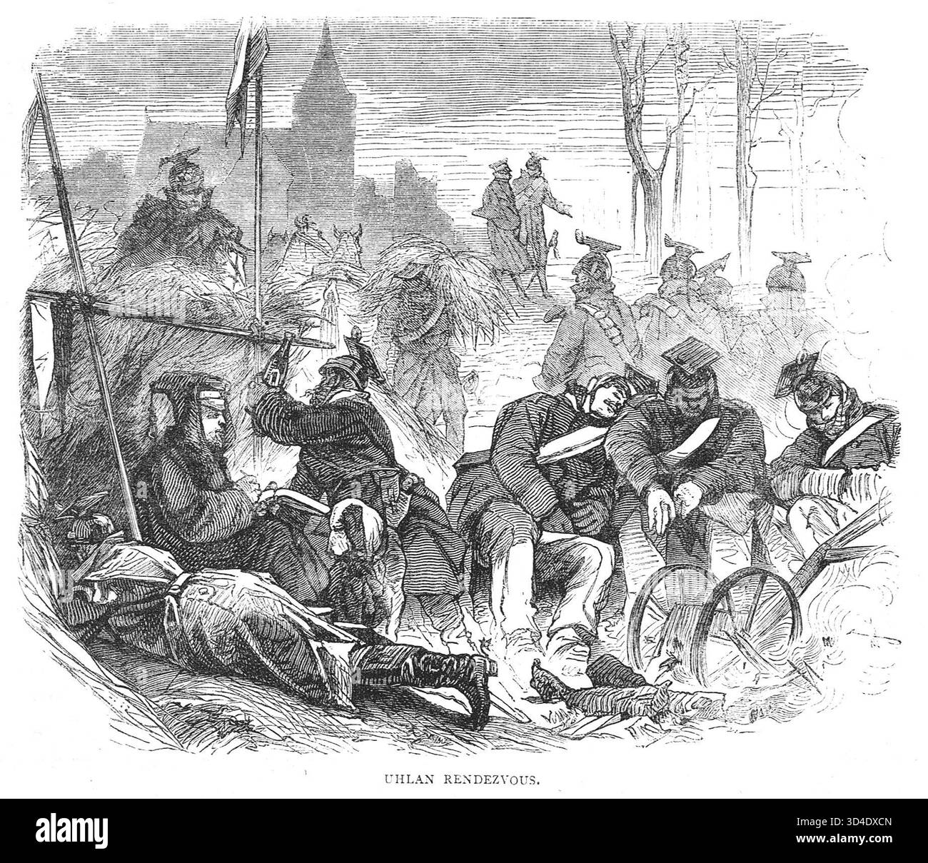 Uhlan rendezvous durante la guerra franco-prussiana. Foto Stock