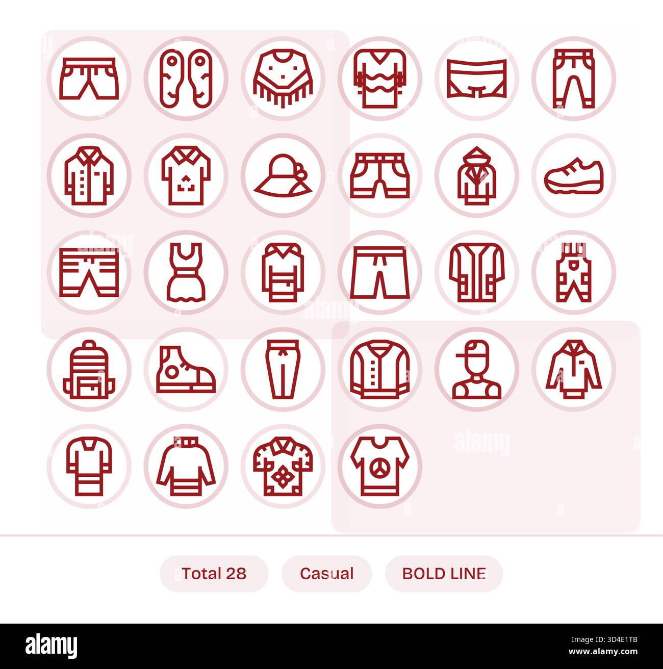 Esplora 28 icone vettoriali Bold Line ispirate al casual. Perfetto per interfacce Web e app. Illustrazione Vettoriale