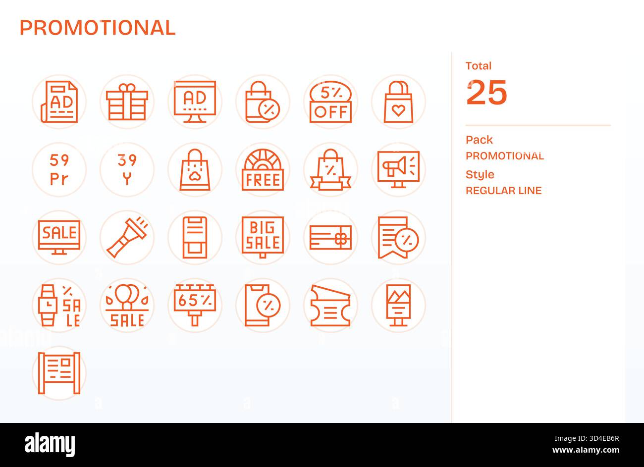 Accelera la creazione dell'interfaccia utente con 25 icone di linea regolari ispirate a promozioni, accuratamente definite e distanziate. Illustrazione Vettoriale
