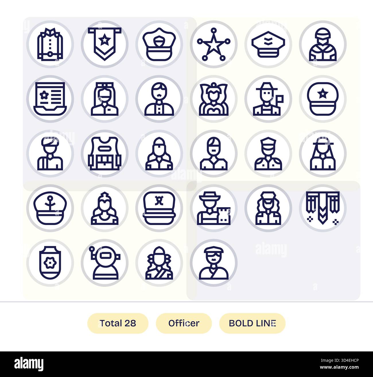 Velocizzate i flussi di lavoro di progettazione utilizzando 28 icone Bold Line per gli addetti, preparate per la prototipazione rapida. Illustrazione Vettoriale