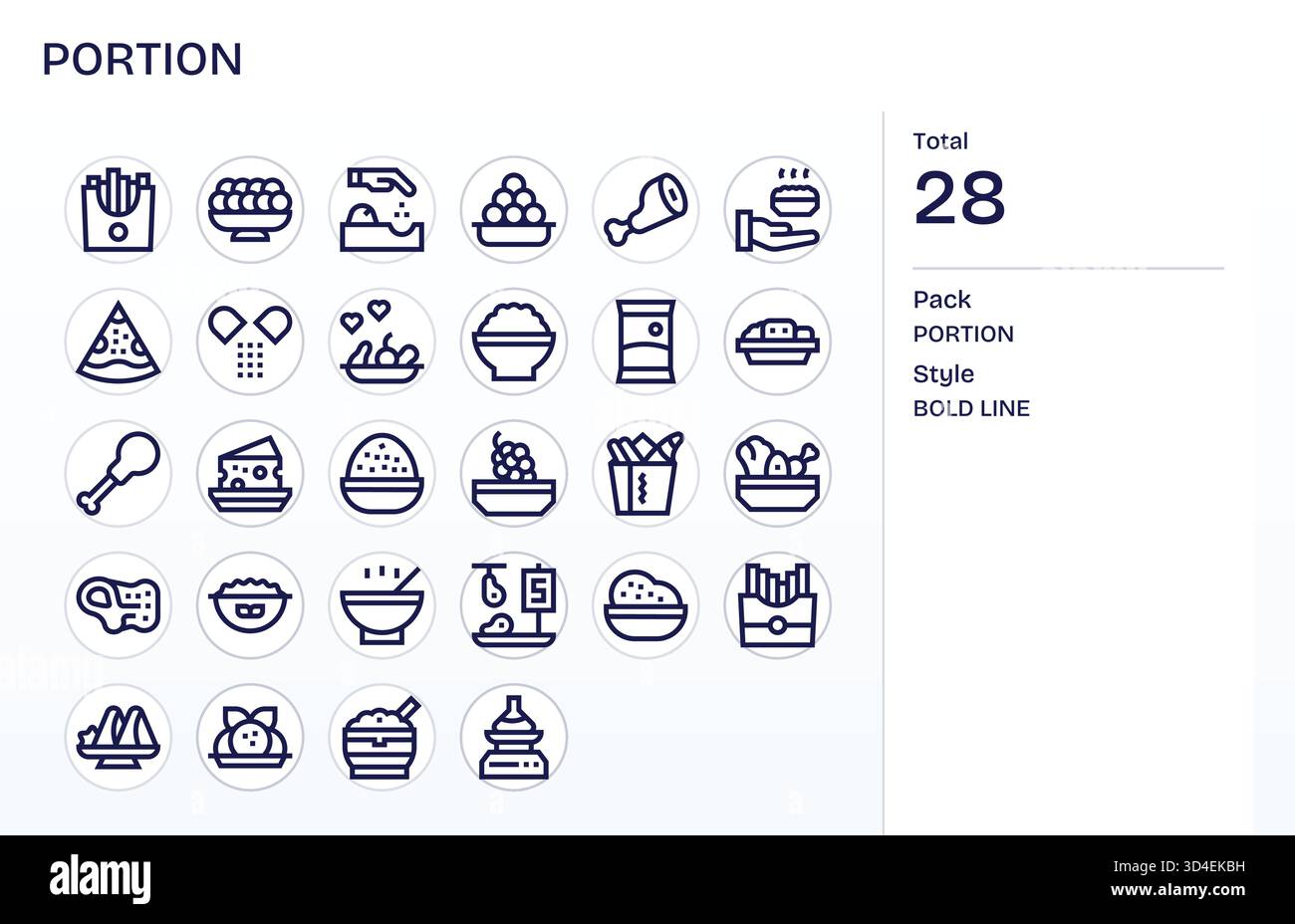 Rafforza la navigazione con 28 icone linea in grassetto allineate alla porzione, focalizzate sulla chiarezza. Illustrazione Vettoriale