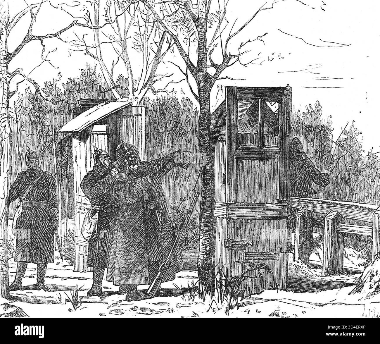 Un avamposto prussiano durante la guerra franco-prussiana. Foto Stock