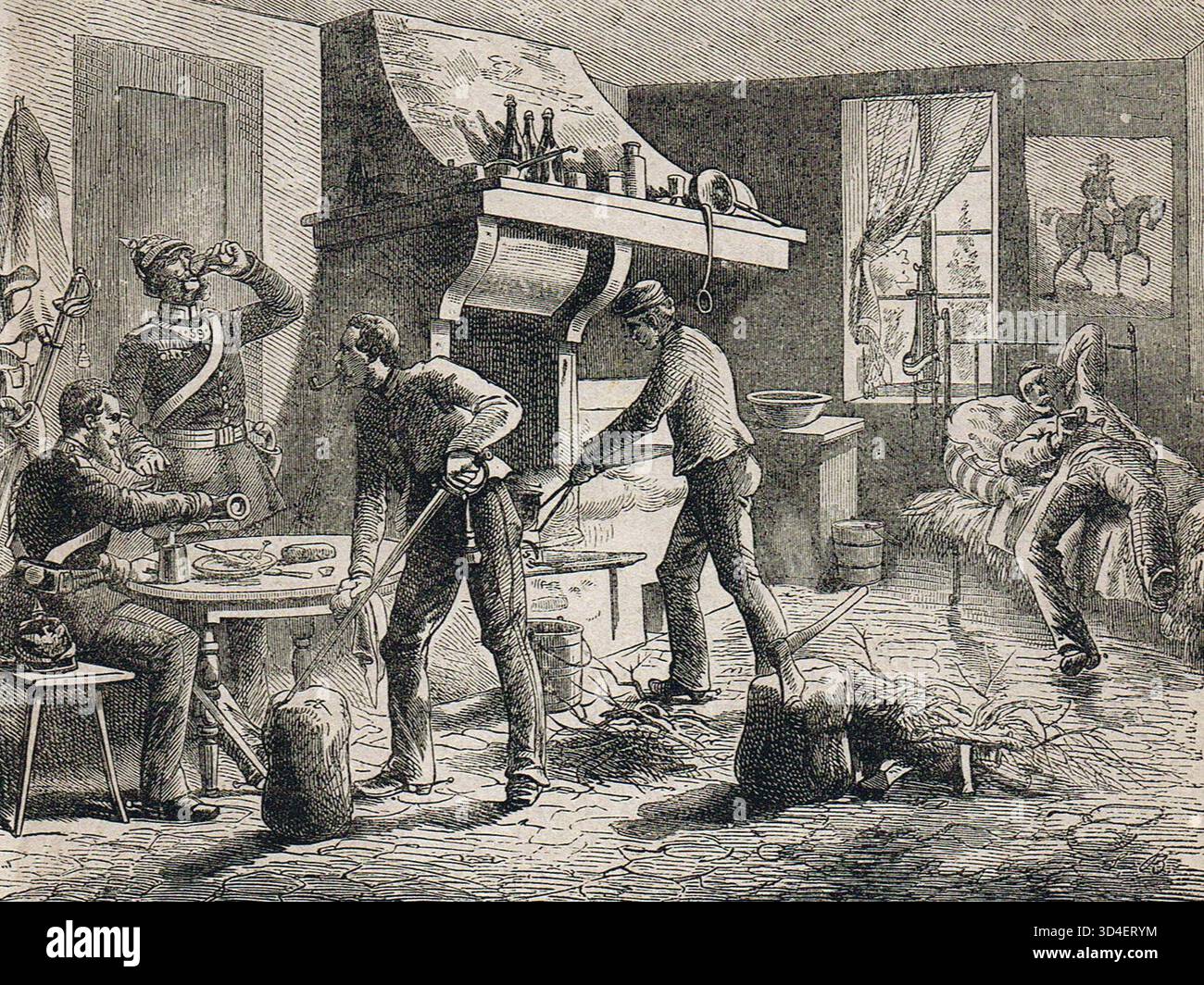 Tedeschi in possesso di proprietà francesi durante la guerra franco-prussiana. Foto Stock