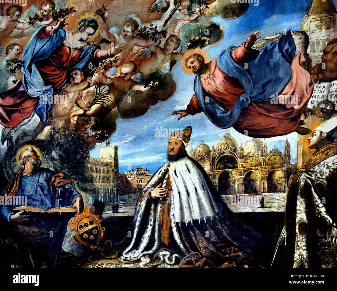 Il Doge Pietro Loredan Implorandovi thé vergine 1595 da Jacopo Negretti 1548 - 1628 ( Jacopo o Giacomo Palma il Giovane - Palma il Giovane ) , il Palazzo Ducale ( Palazzo Ducale ) Venezia, Italia. Foto Stock