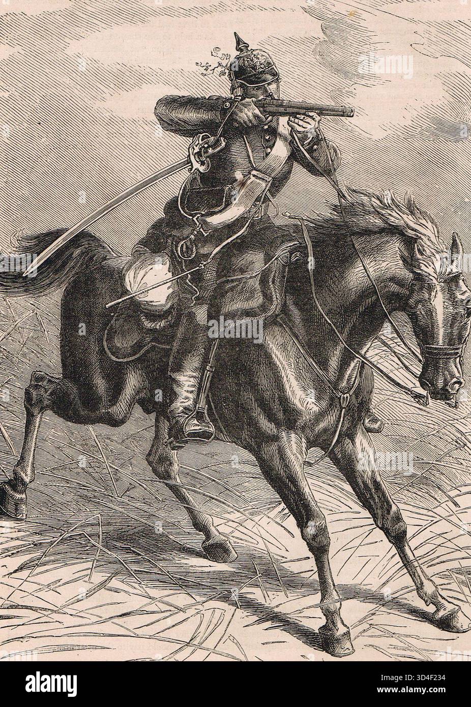 Un dragone prussiano durante la guerra franco-prussiana. Foto Stock