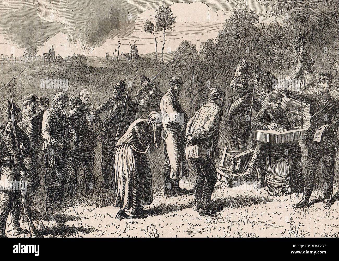 Giustizia sul campo durante la guerra franco-prussiana. Foto Stock