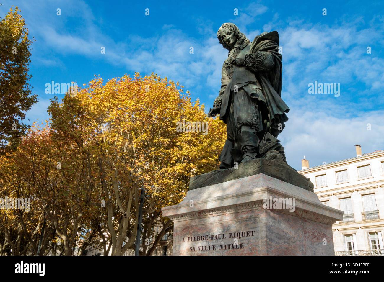 Statua di Pierre Paul Riquet, fondatore del Canal du Midi. Beziers, Occitanie, Francia Foto Stock