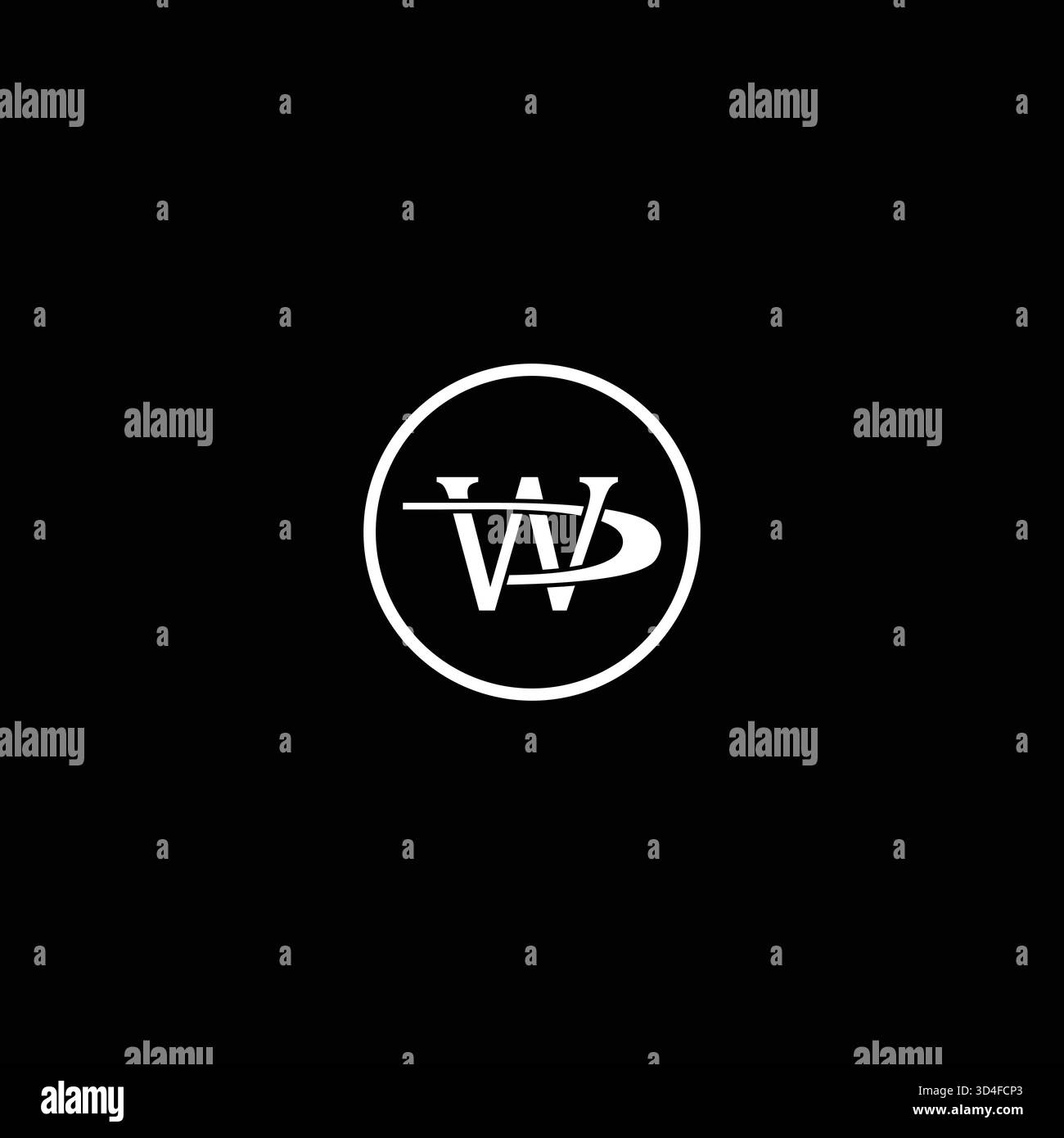 Lettere WD semplice elegante design con logo semplice Illustrazione Vettoriale
