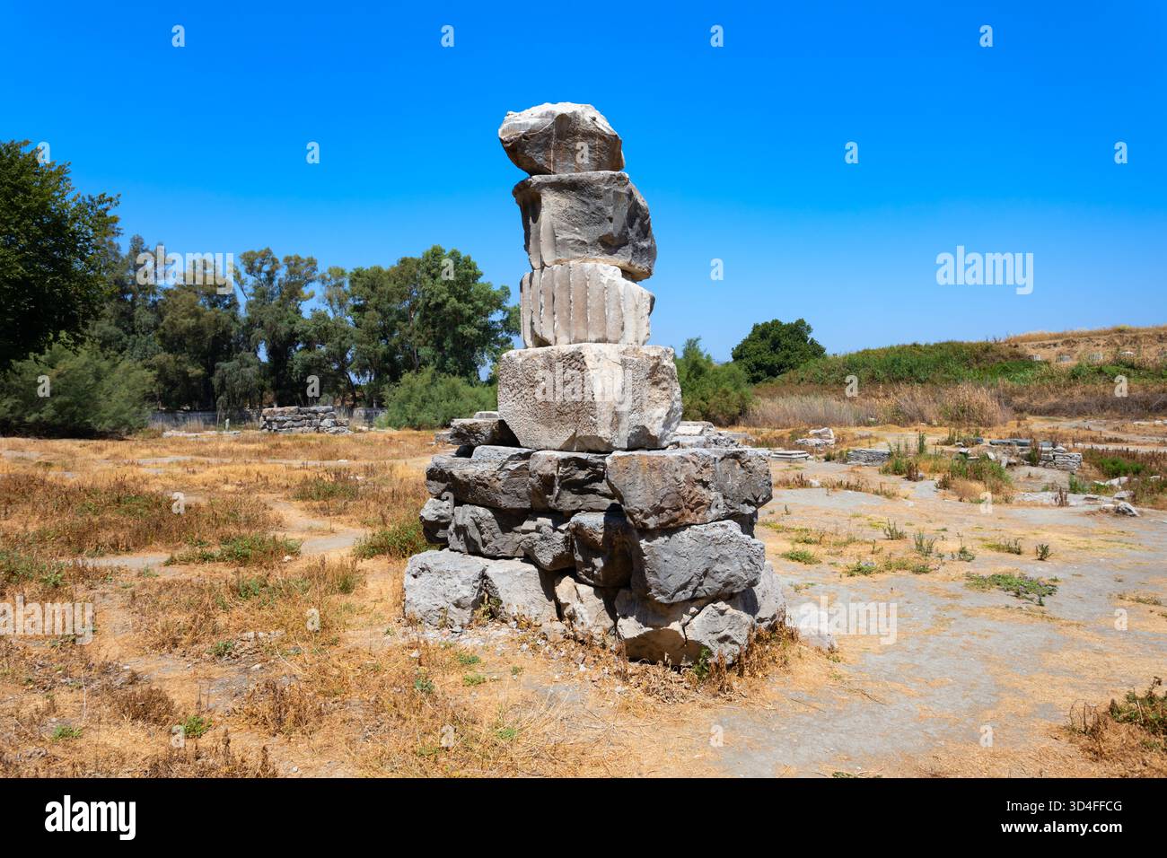 Il Tempio di Artemide o le rovine del Tempio di Diana presso l'antica città greca di Efeso. Efeso o Efes si trova vicino a Selcuk, città moderna, in Izmir Prov Foto Stock