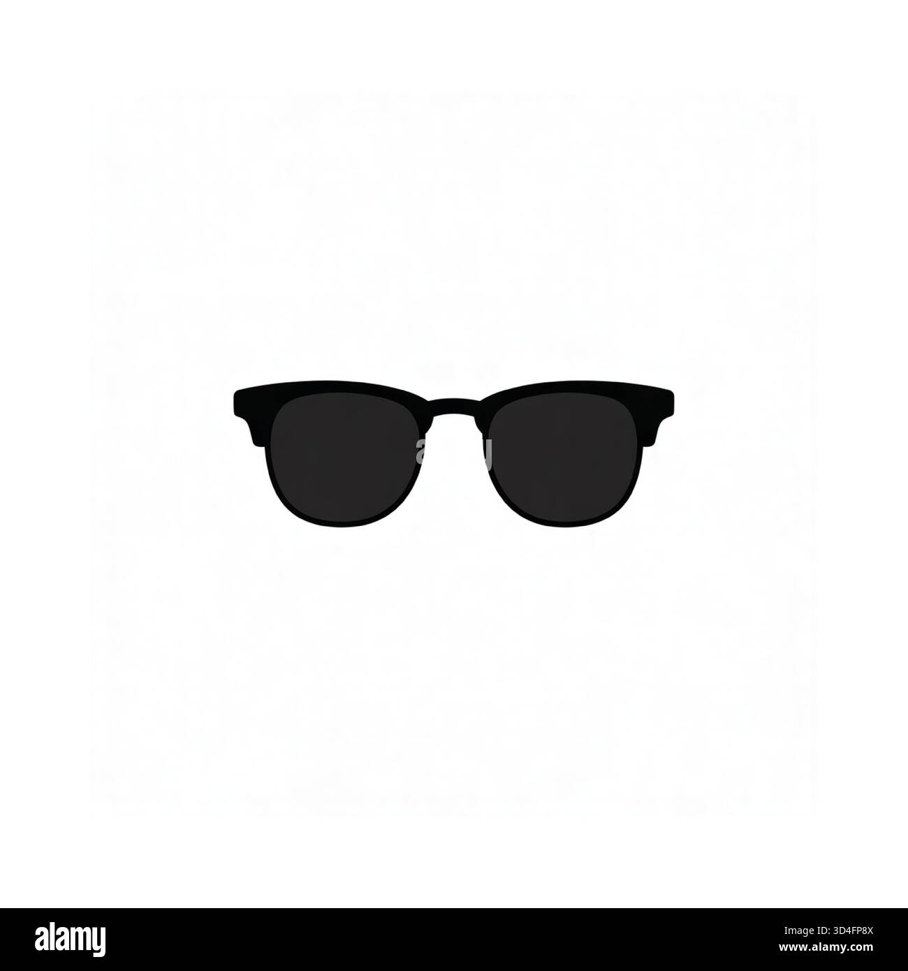 Occhiali da sole neri dalla silhouette minimalista con lenti scure e montatura spessa, isolati su uno sfondo bianco pulito. Illustrazione Vettoriale