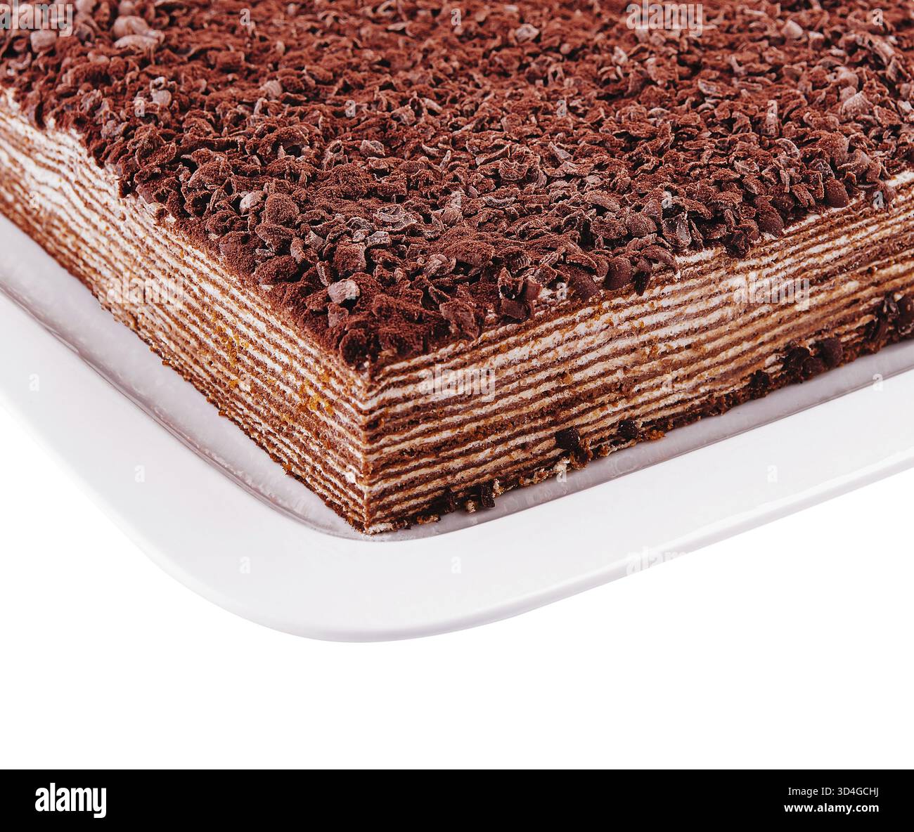 Cibo, torta al cioccolato multistrato con panna acida Foto Stock
