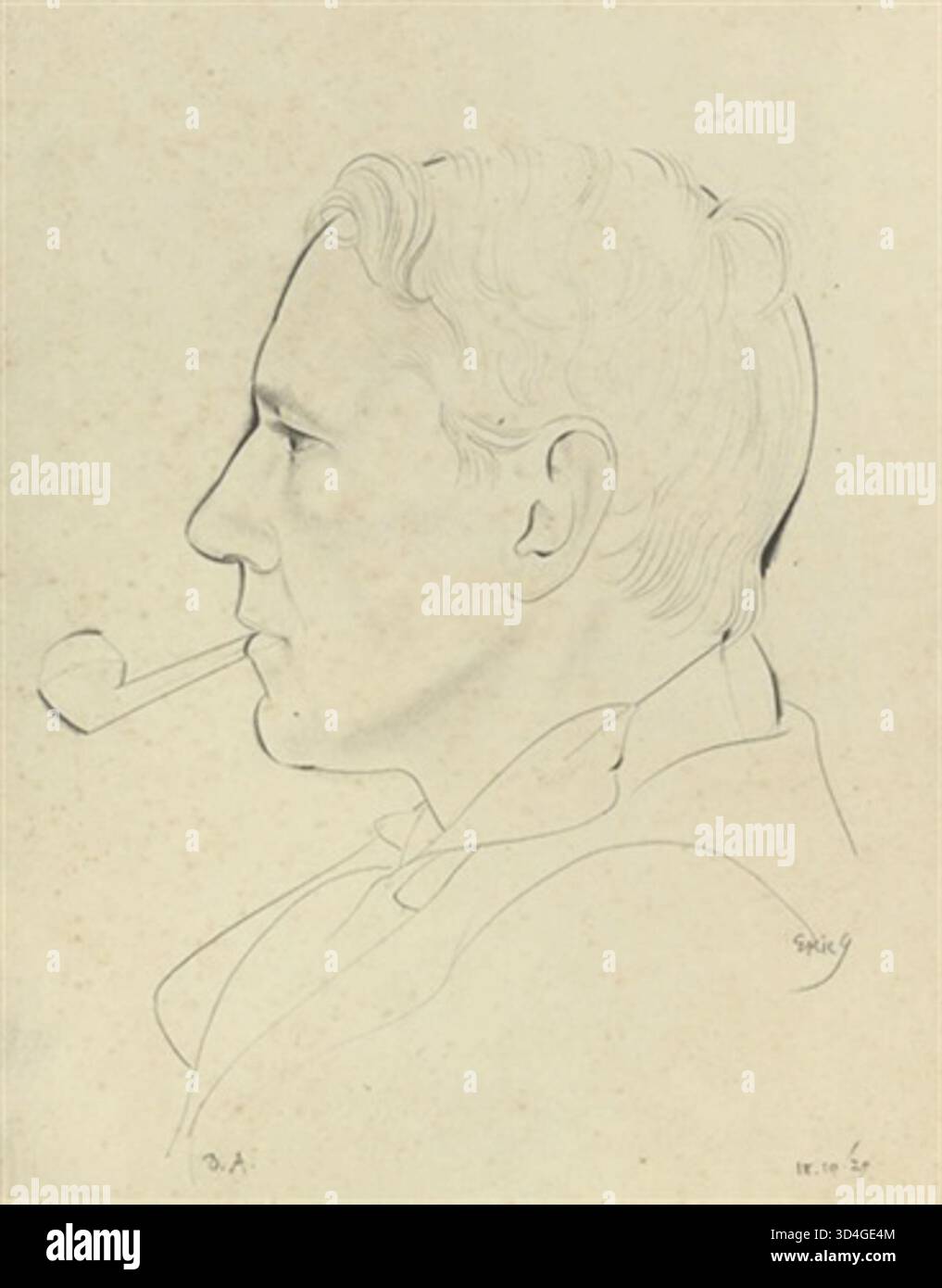 Ritratto di Donald Attwater di Eric Gill, disegnato a matita nel 1929, privato e misura 34,4 x 29,7 cm. Foto Stock