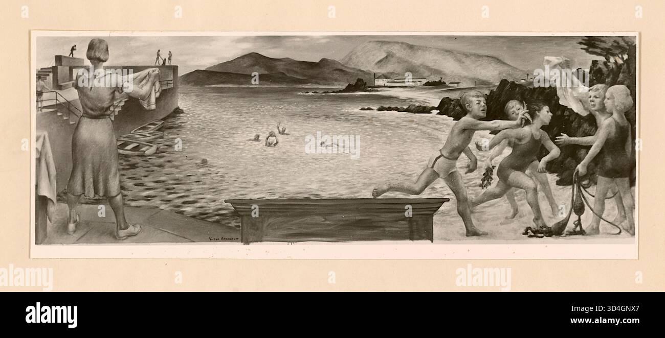 Victor Arnautoff - Lovers Point - 1940 - i murales della Coit Tower sono stati un progetto finanziato dal progetto Public Works of Art (PWAP) durante la grande depressione. I murales raffigurano vari aspetti della vita in California durante gli anni '1930 Foto Stock