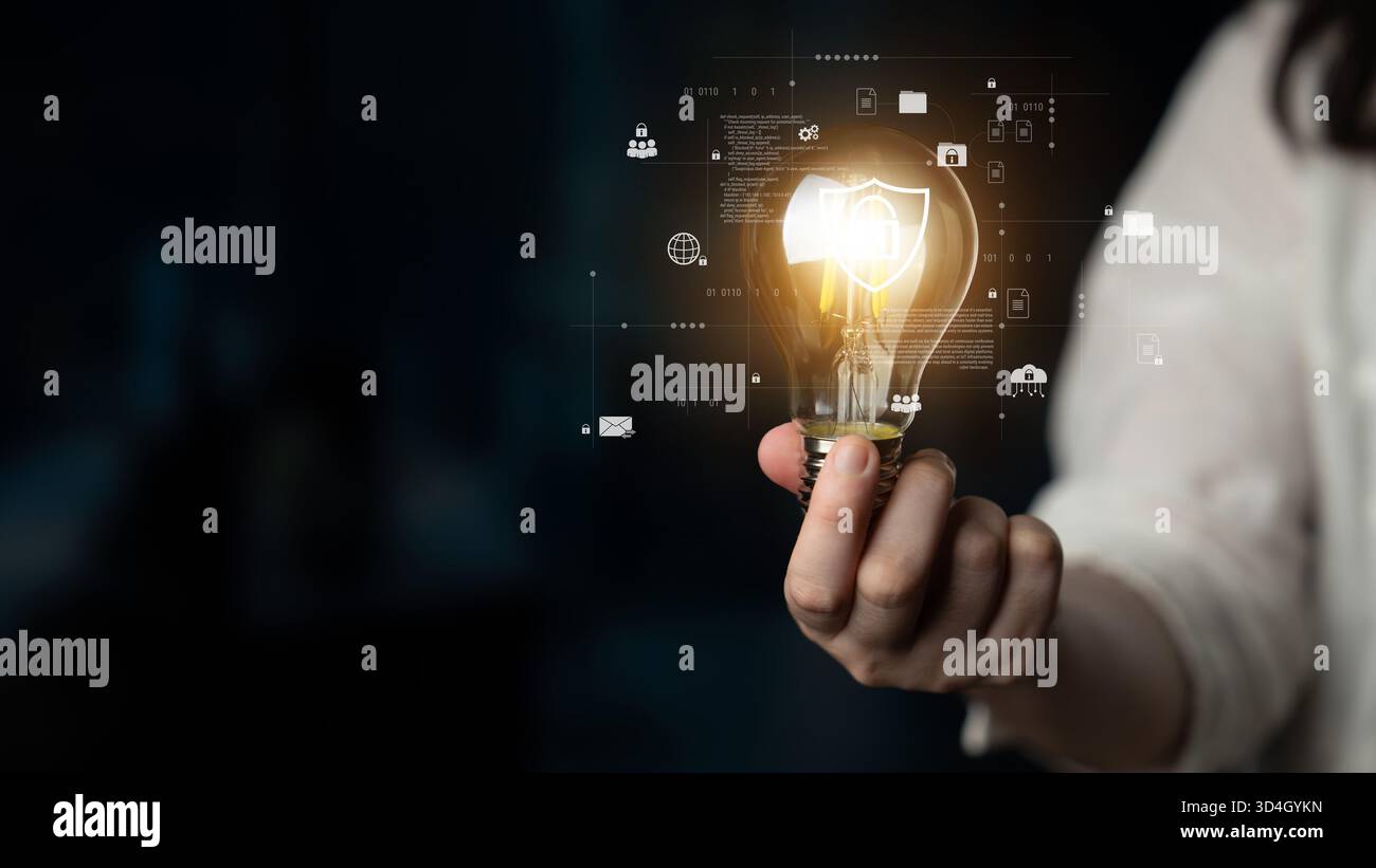 Il sistema di cibersicurezza AI protegge le risorse digitali attraverso il rilevamento intelligente, il controllo degli accessi e la prevenzione delle minacce, migliorando la sicurezza e la resilienza Foto Stock