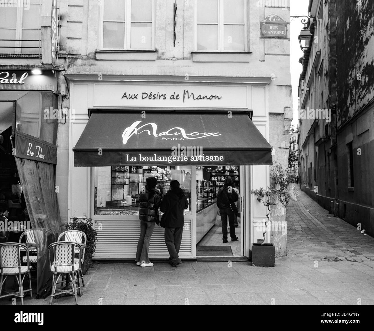 AUX Désirs de Manon boulangerie, Rue Saint Antoine, Parigi, Francia. Foto Stock