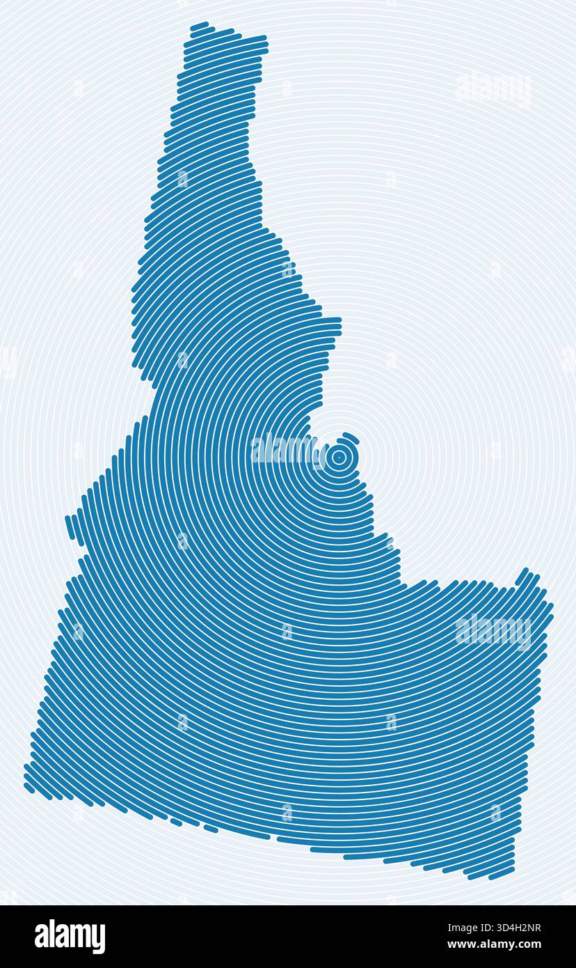 Anelli a forma di Idaho. Mappa di stato formata da cerchi impilati. Design della forma del contorno dell'Idaho. Elegante illustrazione vettoriale. Illustrazione Vettoriale