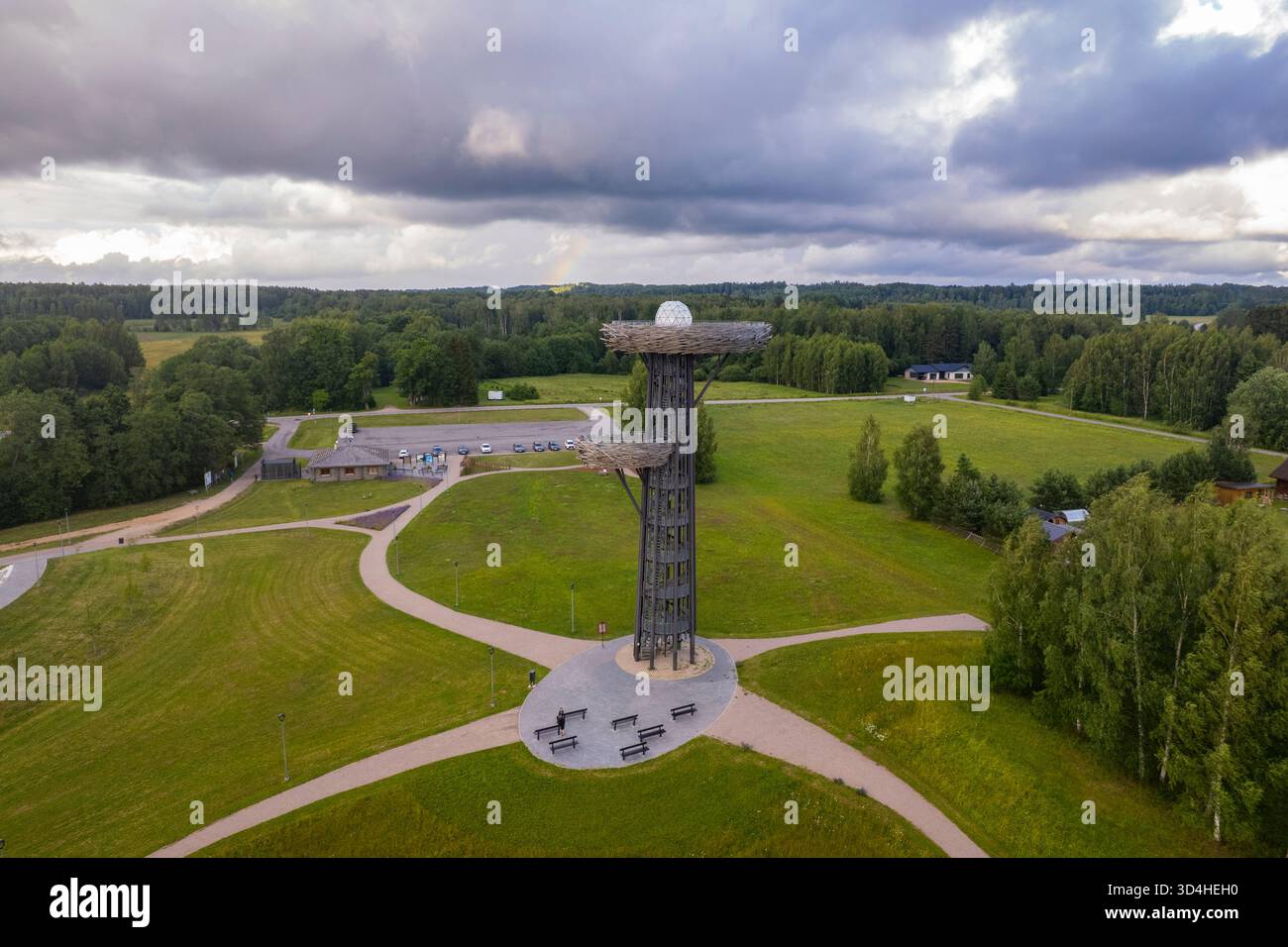 Pesapuu torre panoramica a Rõuge, Estonia Foto Stock