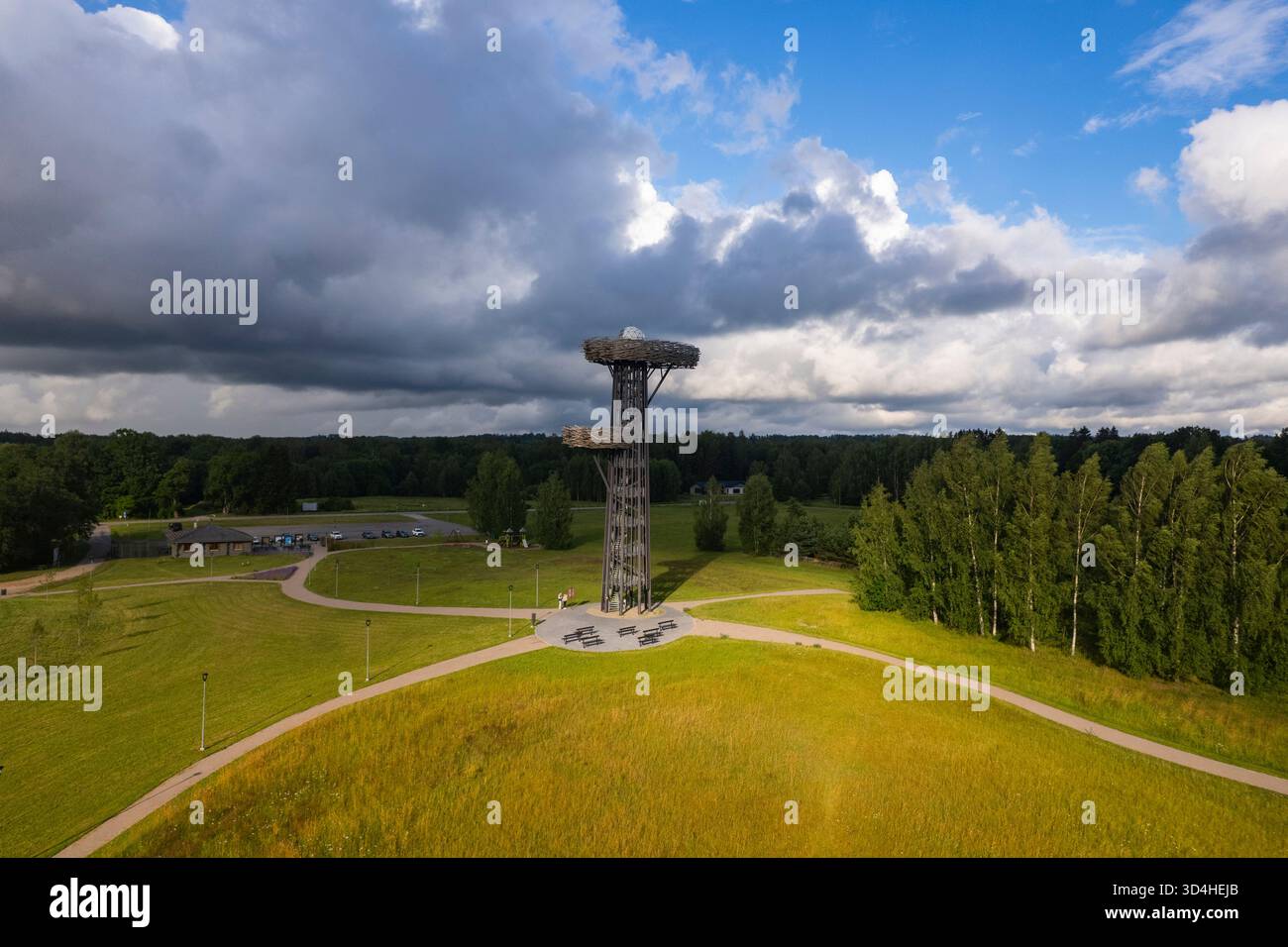 Pesapuu torre panoramica a Rõuge, Estonia Foto Stock