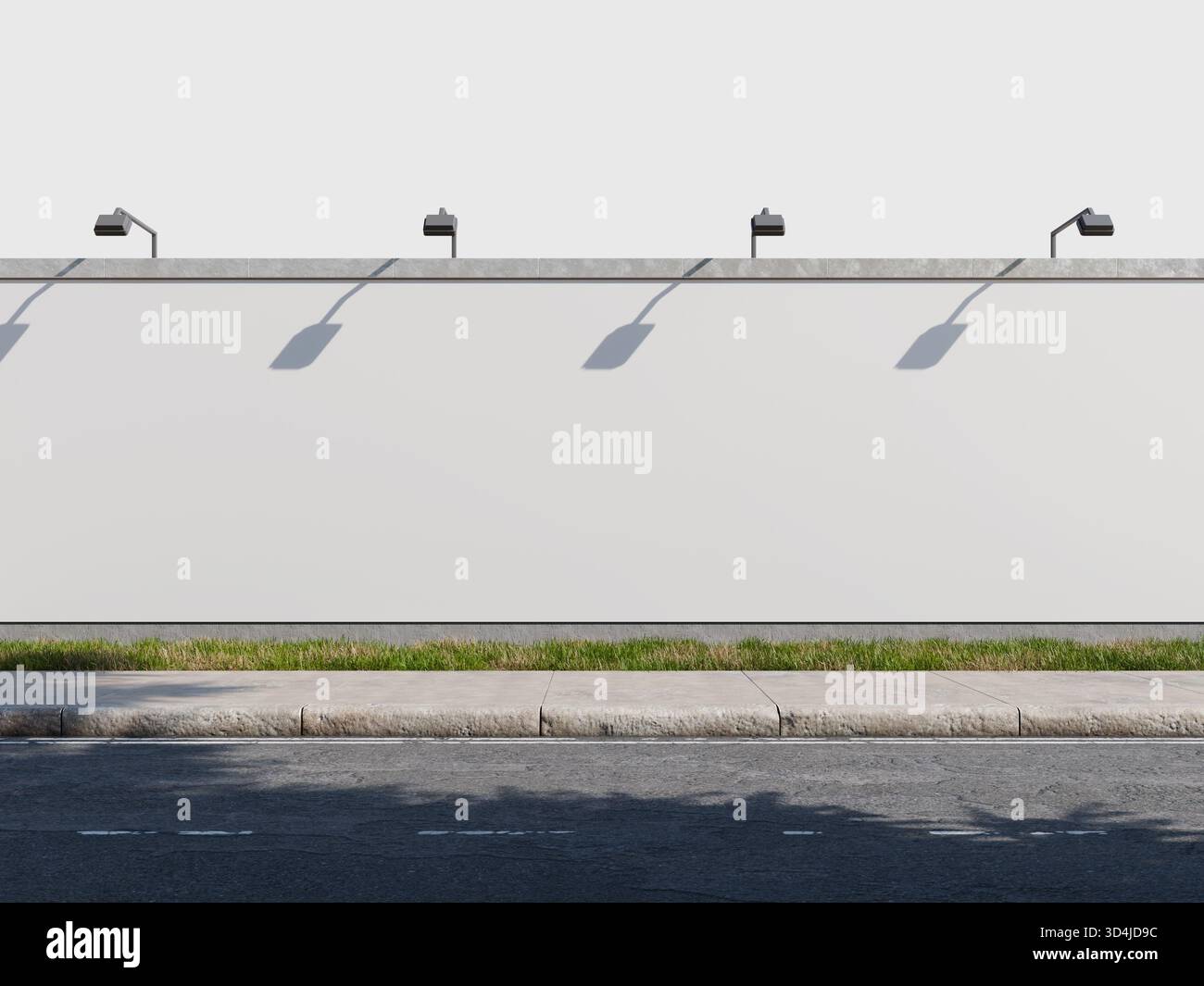 Quattro cartelloni pubblicitari su pareti esterne Mockup sopra il marciapiede Foto Stock