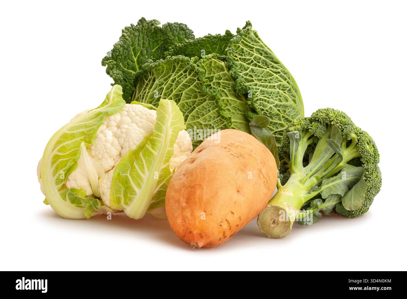 i cavoli di patate dolci mescolano il percorso isolato sul bianco Foto Stock