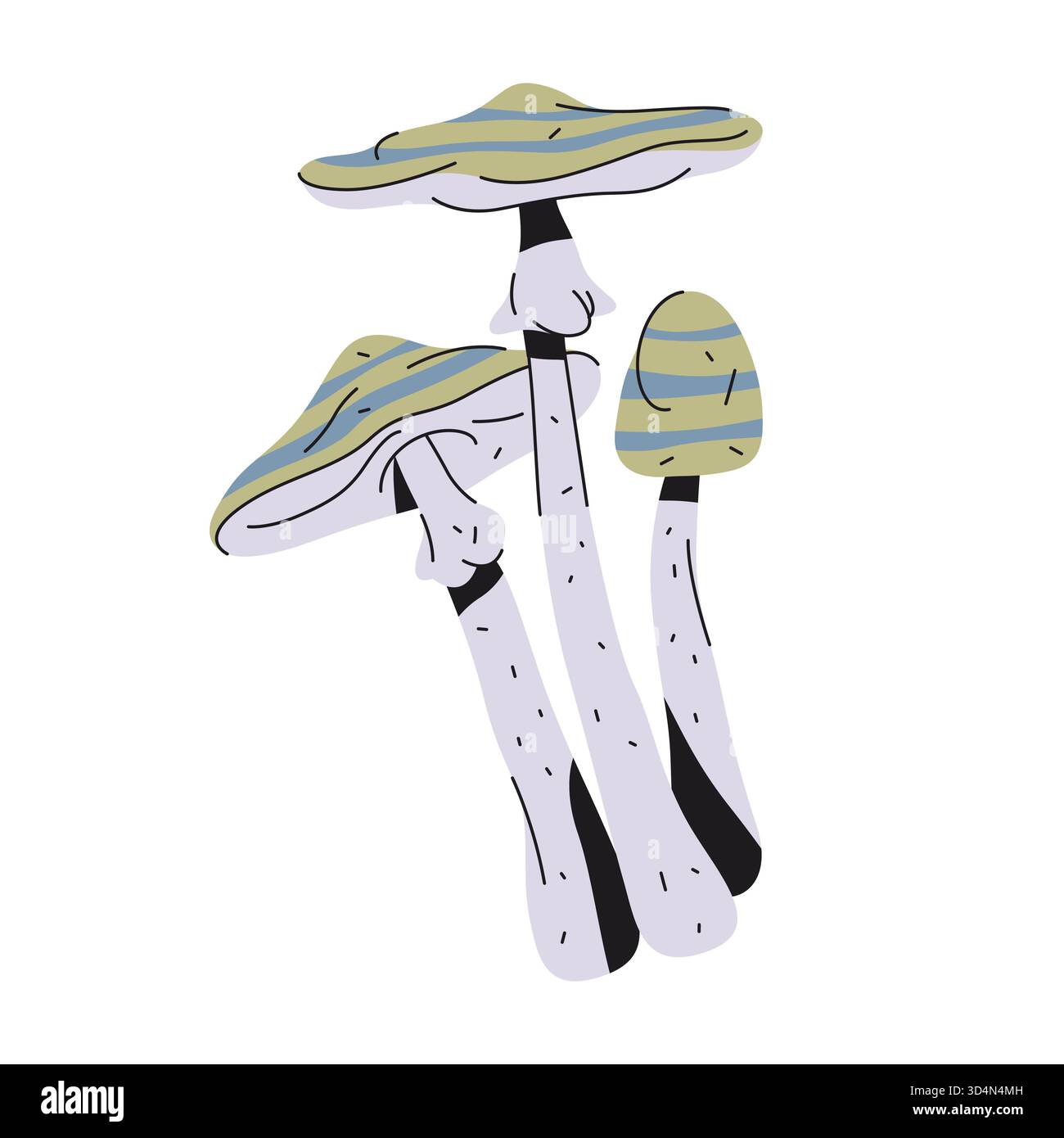 Funghi di ostriche blu o hiratake, funghi di perle. pleurotus ostreatus autunnale vettoriale. Specie arboree forestali e boschive. Icona di crescita dei funghi per lo studio. Micologia ed elemento foraggio. Biologia e botanica Illustrazione Vettoriale