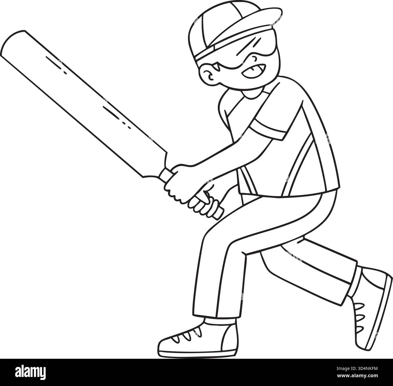 Inclusivo e adattivo Sport Boy Playing Cricket Illustrazione Vettoriale