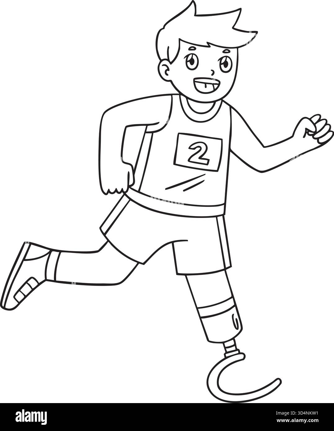 Blades da running per ragazzi sportivi inclusivi e adattivi Illustrazione Vettoriale