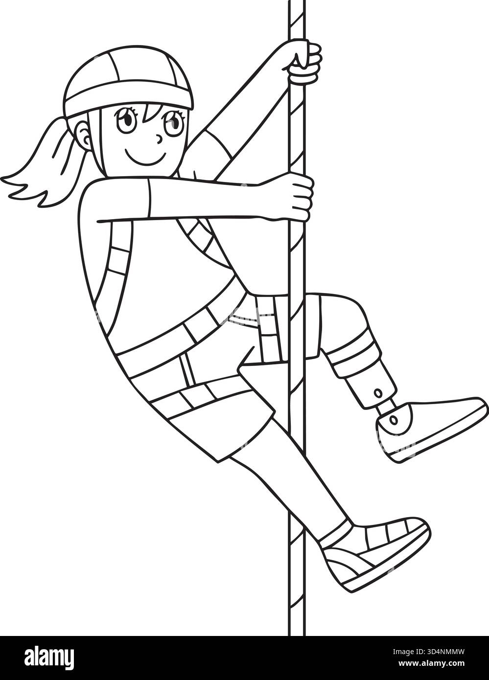 Inclusivo e adattivo Sport Girl in Climbing Illustrazione Vettoriale