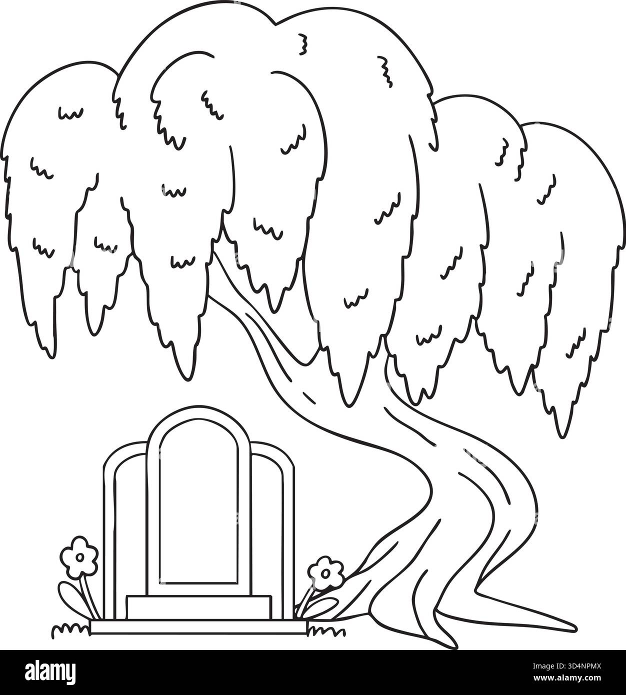 Qingming Festival Tomb sotto Willow Tree isolato Illustrazione Vettoriale