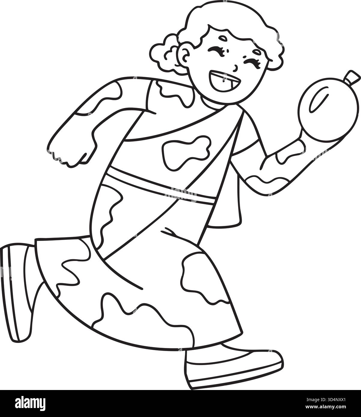 Holi Girl che gioca con un pallone d'acqua isolato Illustrazione Vettoriale