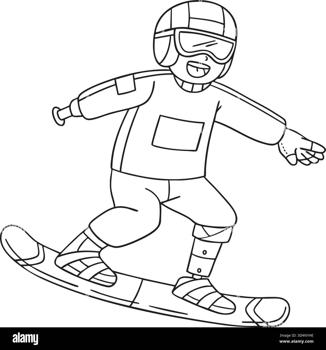 Incluso Adaptive Sports Boy Para Snowboard Illustrazione Vettoriale