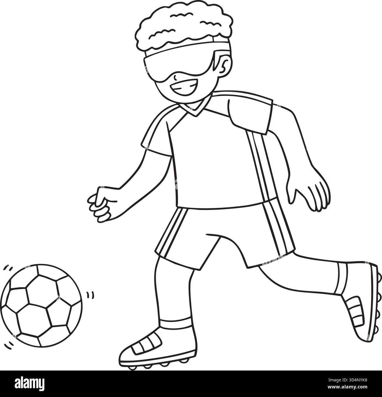 Sport inclusi e adattivi Boy in Blind Soccer Illustrazione Vettoriale
