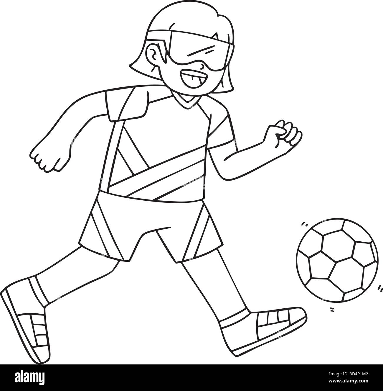 Sport Girl in Blind Soccer inclusivo e adattivo Illustrazione Vettoriale