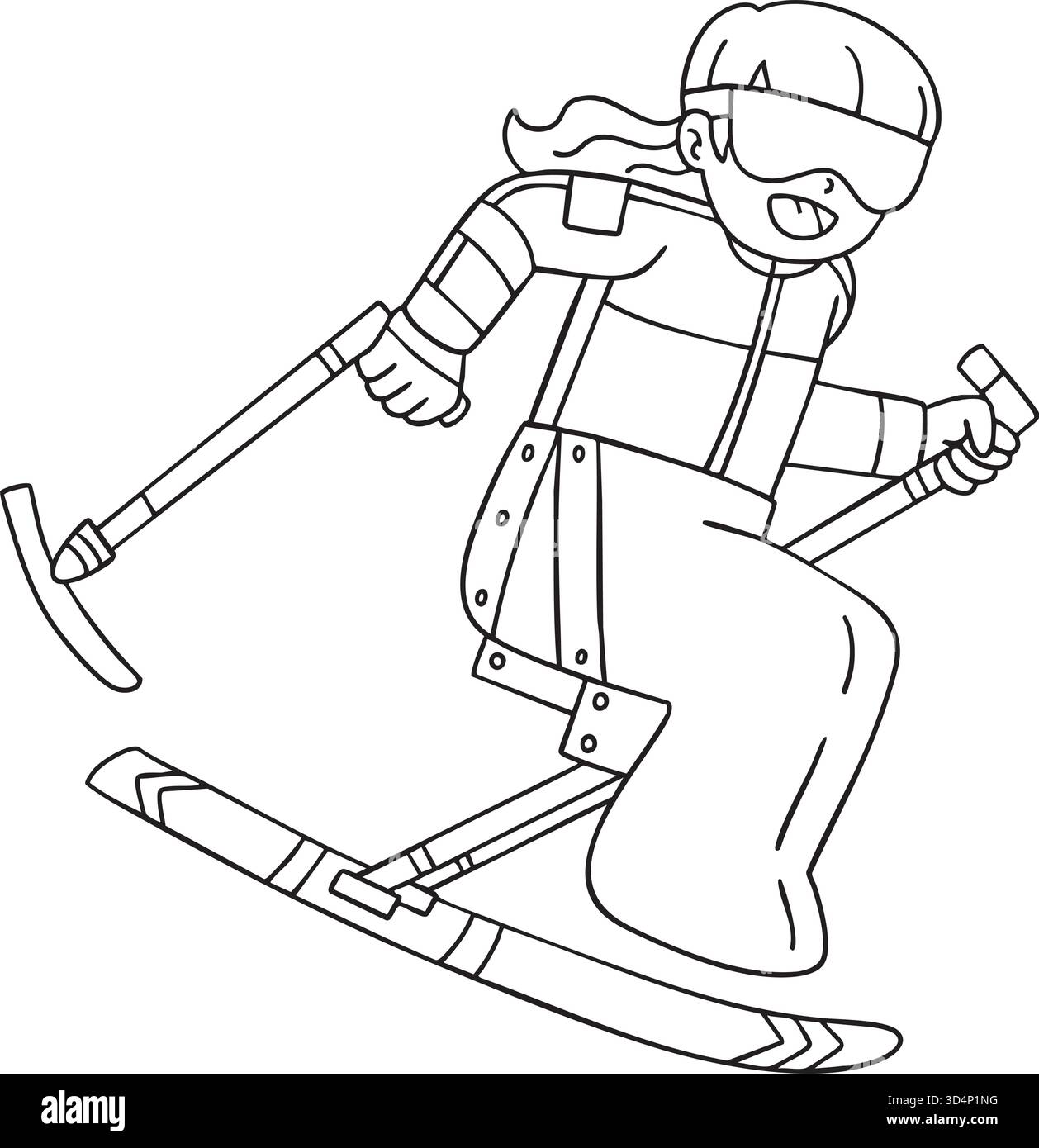 Incluso sport adattivi Girl Para sci alpino Illustrazione Vettoriale