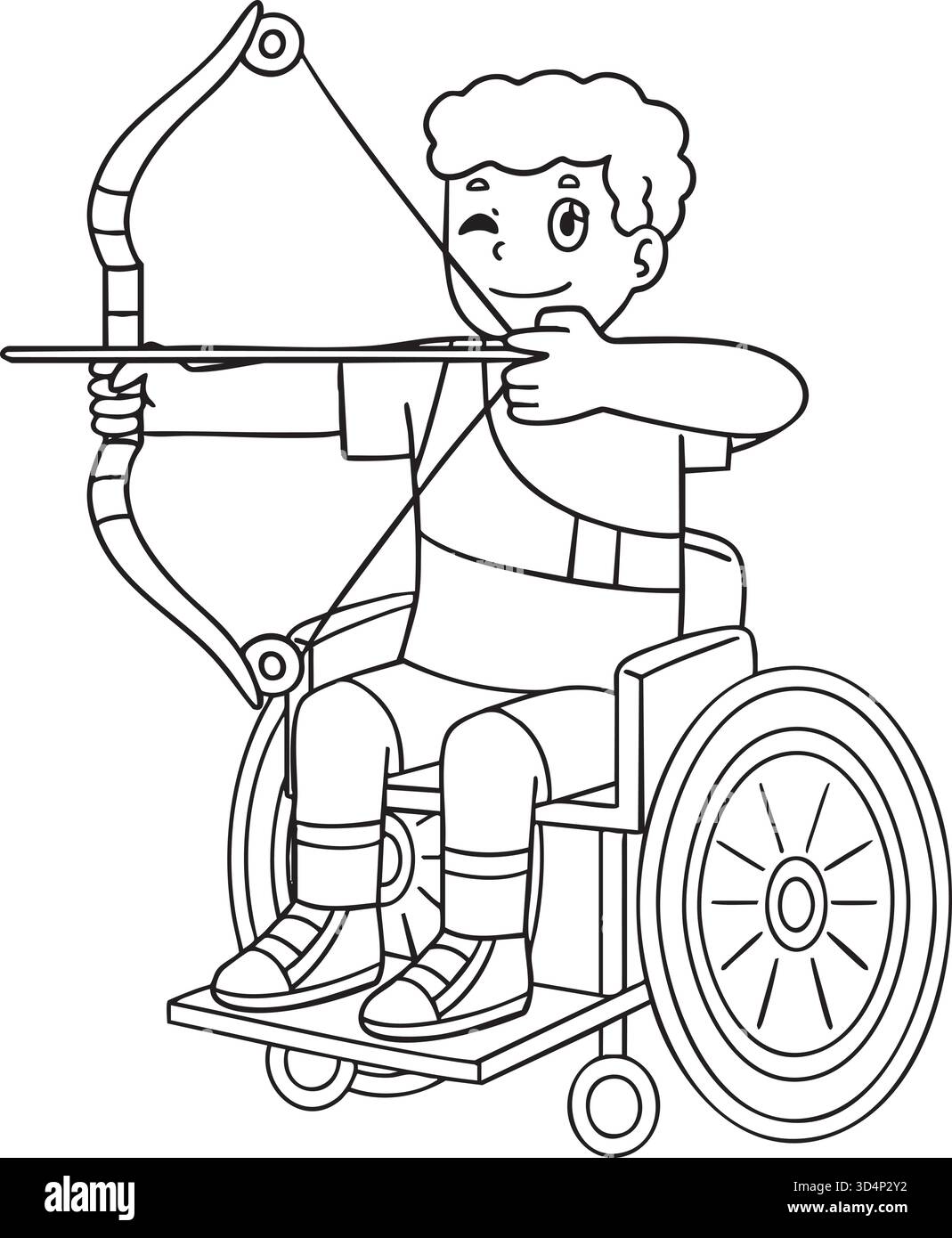 Incluso il servizio Adaptive Sports Boy Wheelchair Archery Illustrazione Vettoriale