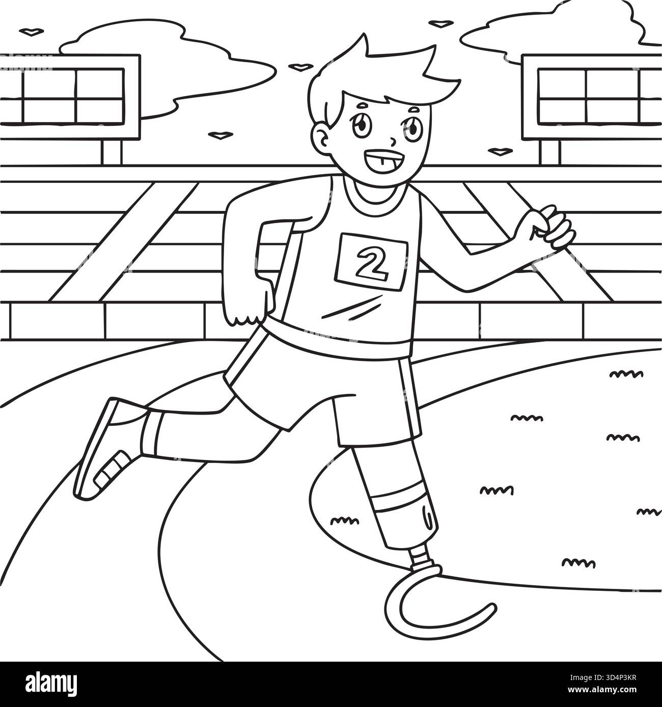 Blades da running per ragazzi sportivi inclusivi e adattivi Illustrazione Vettoriale